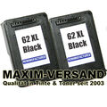 2 Patronen Set für HP 62 XL Black Schwarz kompatibel zu C2P05AE C2P04AE Tinten
