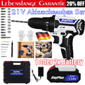 Akkuschrauber 21V Akku-Bohrschrauber LED Bohrmaschine Koffer mit Akkus Set 45Nm