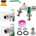 1/2 3/4 Zoll Doppel Wasserhahn Garten Doppelter Auslauf Doppelventil Messing
