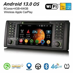 Android 14 CarPlay 64GB DAB+ Autoradio 8-Kern DSP Navi WiFi OBD2 BMW 5er E39 M5