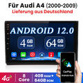 Für Audi A4 S4 RS4 B6 B7 8E 8H 4+64GB Carplay Android 12 Autoradio GPS WIFI SWC