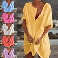 Sommerkleid Übergröße Freizeit Strand Longtop Tunika Kurzarm Bluse Damen T-Shirt