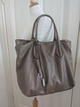 abro Tasche XXL Shopper Ledertasche Schultertasche Echt Leder beige braun taupe