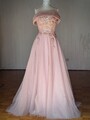 Rosa-lila Glitzer-Abendkleid mit Trägerlos-Ausschnitt und Tüllrock Abiball