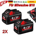 2x Für Milwaukee M18 High Output Akku M18B6 18V XC 8,0Ah Li-Ion 48-11-186 DE
