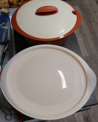 Tupperware Thermo Duo 4,3l / 3,5l Servierschüssel Warmhalten beige/braun