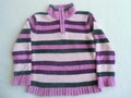 Mädchen Strick - Pullover in schwarz /rosa / lila Tönen gestreift Gr.122 (6.88)