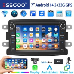 Autoradio DAB+ Android 14 Carplay GPS Navi +Kam Für Renault Dacia Duster Dokker
