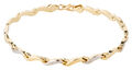 Armband aus 375 Gold bicolor gelb-weiß wellig 19cm Weißgold Armkette diamantiert