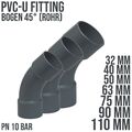 PVC-U PVC Klebe Fittings 45° Bogen aus Rohr mit Muffe PN 16 Bar