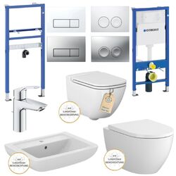 Geberit Duofix Vorwandelement WC spülrandlos Waschtisch Grohe Armatur Siphon Set
