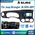 8 Kern 64G Android 13 Autoradio Carplay GPS WIFI für Jeep Wrangler JK 2015-2017