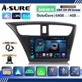 4G+ Android 14 IPS Autoradio Carplay Navi DAB+ Kam Für Honda Civic IX 2012-2017