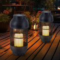 Außenleuchte Tischlampe Solarlampe LED Terrassenlampe Feuereffekt Laterne 2x