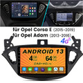 Autoradio Android 13 4+64G 4G Carplay GPS Navi 2DIN DAB+ BT RDS Für Opel Corsa E