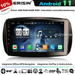 9" 8-Kern Android 11 Autoradio GPS Navi Für Mercedes-Benz SMART CarPlay DAB+ DSP