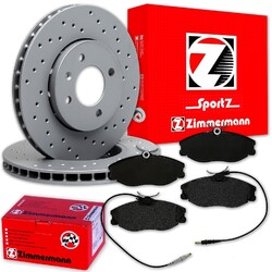 Zimmermann SPORT BREMSSCHEIBEN 283mm + BELÄGE VORNE passend für PEUGEOT 406VA 283x26mm Gelocht // für Limo + Break/Kombi + Coupe