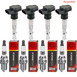 4x ENGITECH Zündspule + CHAMPION Zündkerze für VW Golf IV 1J1 1.4 16V Audi A2