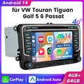 Für VW GOLF 5 6 Touran Passat Tiguan Autoradio 2DIN Android 14 4+64GB DVD CD USB