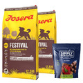 2 x 12,5 kg JOSERA Festival Lachs und Soße für adulte  Hunde + Würstchen 200 g