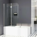 2 Teilig Badewannenaufsatz Duschwand für Badewanne Badewannenfaltwand 120x140cm
