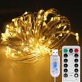 LED Lichterkette Kupferdraht 10m USB Fernbedienung warmweiß für Weihnachten I...