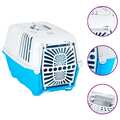 Transportbox Haustiere Haustierbox Hundebox Käfig Weiß Blau Polypropylen vidaXL