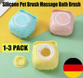 3 Farben Silikon Haustier-Massage-Badebürste.& Shampoo-Spender für Hunde Katzen