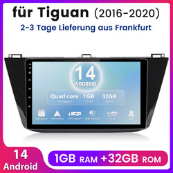 Android 14 1+32GB Carplay Autoradio DAB+ BT Navi für Tiguan (2016-2020)