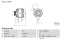 BOSCH LICHTMASCHINE GENERATOR 120A passend für HYUNDAI I20 I30 IX20 KIA CEE'D