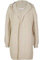 Strickjacke mit Zopfmuster und Kapuze Gr. 44/46 Steingrau Damen Cardigan Neu