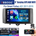 9" Android 13 64G Autoradio Navi Carplay GPS WiFi Kam Für Smart Fortwo 451 11-15