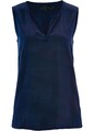 Blusentop mit Rundhalsausschnitt Gr. 52 Dunkelblau Damen Viskose-Top Bluse Neu*