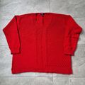 Ralph Lauren Chaps Pullover Damen Größe Large rot gestrickter strukturierter Pullover V-Ausschnitt