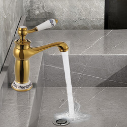 Messing Waschtisch Armatur Retro Wasserhahn Bad Waschbecken Mischbatterie Antik