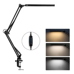 LED Klemmleuchte Dimmbar mit Schwenkarm Tischlampe Schreibtischlampe 10W Schwarz