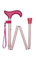 Faltbarer Gehstock rosa Blumenmuster mit Griff & Riemen höhenverstellbar