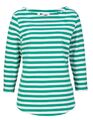 Damen Tunika Shirt gestreift weiß grün 3/4 Arm 95% Baumwolle Gr. 36 - 58 neu 407