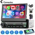 1DIN 7" Elektrisch Flip Out Autoradio Wireless Apple Carplay Android Auto + Kam