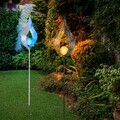Außenlampe Solarleuchte Steckleuchte Garten Hof Flamme LED Crackleglas Kugel 2x