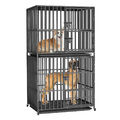 Stapelbare Hundekäfig XXL Hundebox Hundetransportbox mit Rad Faltbar 2in1 Metall