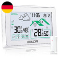 BALDR Wetterstation Funk Mit Außensensor, Digital Dcf-Funkuhr Innen Und Außen Th