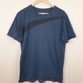 Nike T-Shirt Herren Medium Marineblau Big Swoosh Logo T-Shirt 100 % Baumwolle Sport