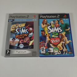 Die Sims 2 Haustiere & Bustin Out Platinum Bundle Playstation PS2 Spielhandbücher PAL