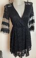Damen Spitzenkleid  Cocktail Kleid Schwarz Mit Muster Gr.36 Aus 🇮🇹