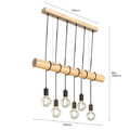 Lindby Holz-Pendelleuchte Eviton Hängelampe Deckenlampe Lampe 6-flammig natur