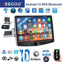 10.1" DAB+ Android 14 Carplay Autoradio mit Kamera GPS 1 DIN 360° Rotate Screen
