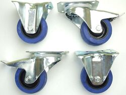 Bockrollen Lenkrollen Transportrollen Blue Wheels 80 100 125 160 200 mm BREMSE