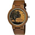 Holzwerk FORST Damen & Herren Holz Uhr mit Leder Armband und Baum Muster, Braun