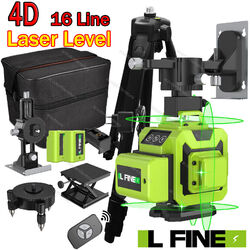 4D Laser Level 16 Line Grün Licht 360° Selbstnivellierend Kreuzlinienlaser 2Akku